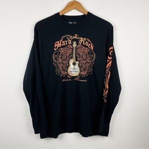 Hard Rock Cafe Black Long Sleeve Tee with Orange Guitar Graphic